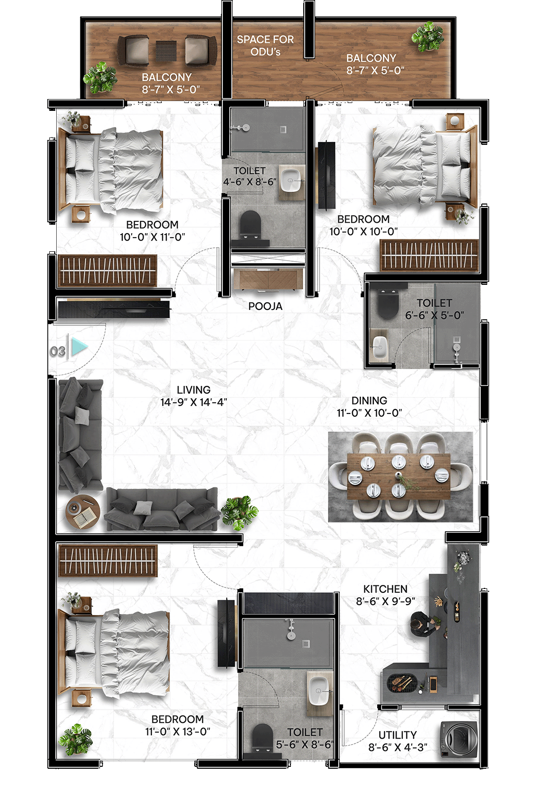 3 Bedrooms Bedrooms, ,3 BathroomsBathrooms,Apartment,Available Floor Plans,1698