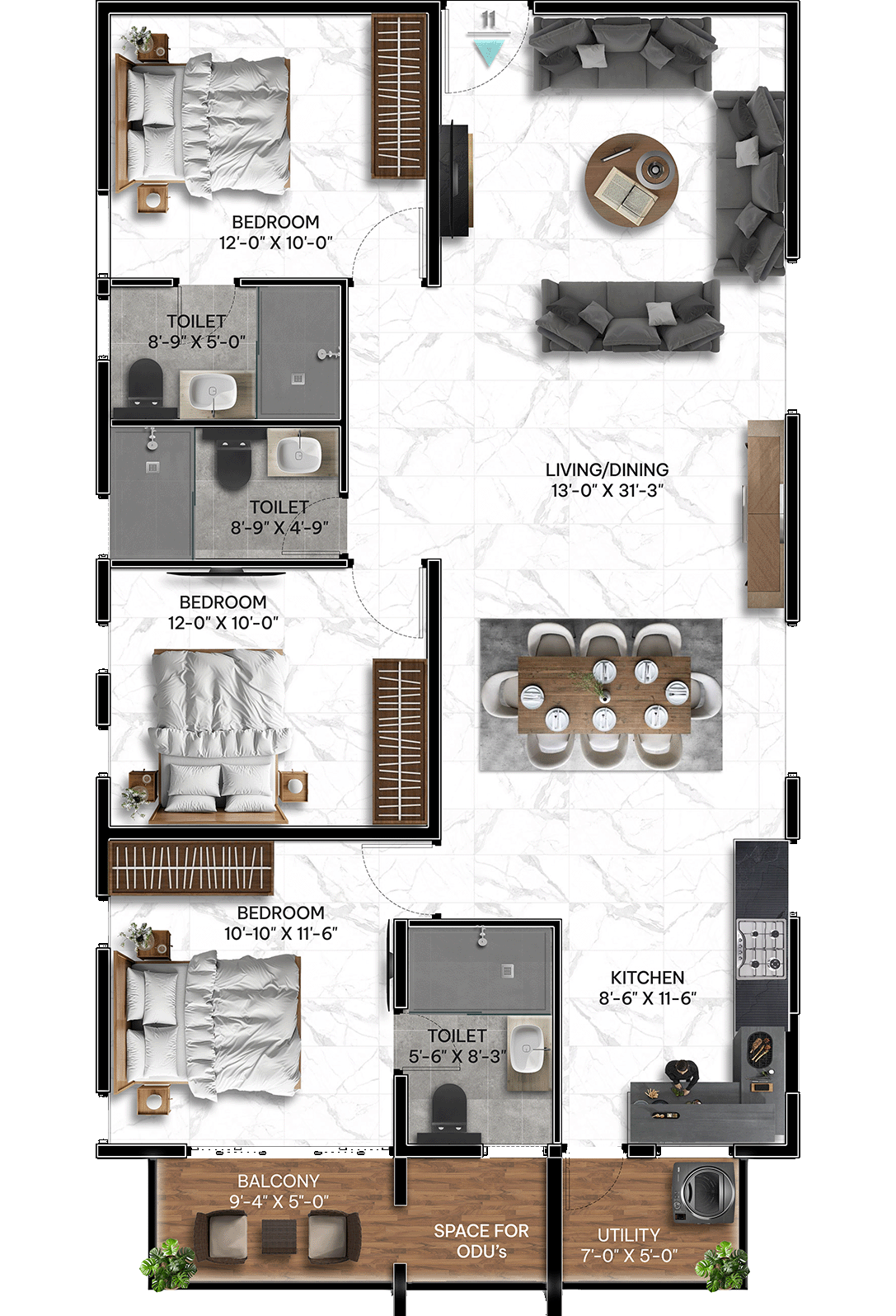 3 Bedrooms Bedrooms, ,3 BathroomsBathrooms,Apartment,Available Floor Plans,1682