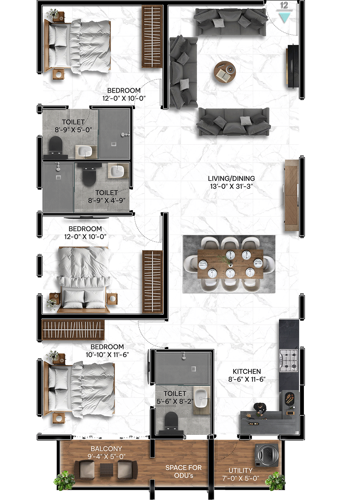 3 Bedrooms Bedrooms, ,3 BathroomsBathrooms,Apartment,Available Floor Plans,1671