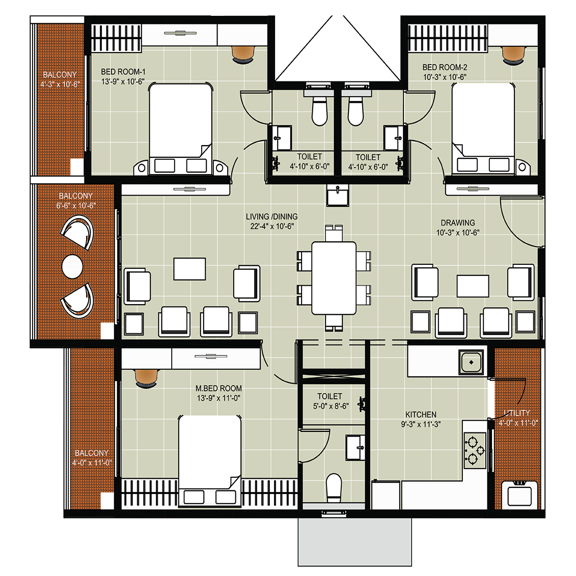 3 Bedrooms Bedrooms, ,3 BathroomsBathrooms,Apartment,Available Floor Plans,1558