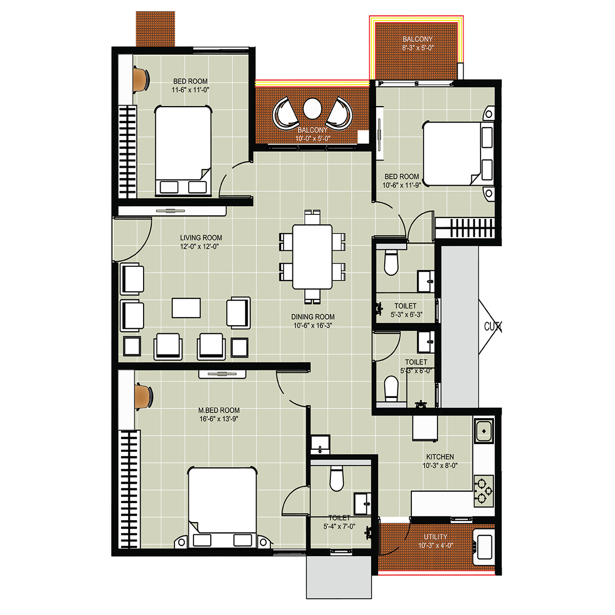 3 Bedrooms Bedrooms, ,3 BathroomsBathrooms,Apartment,Available Floor Plans,1536