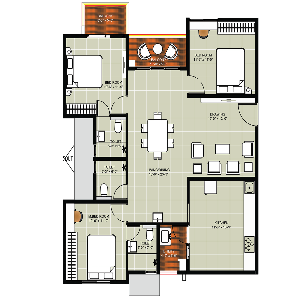 3 Bedrooms Bedrooms, ,3 BathroomsBathrooms,Apartment,Available Floor Plans,1548