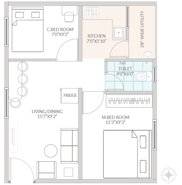 2 Bedrooms Bedrooms, ,1 BathroomBathrooms,Apartment,Available Floor Plans,1159