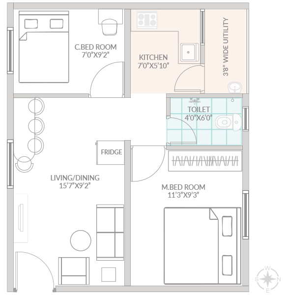 2 Bedrooms Bedrooms, ,1 BathroomBathrooms,Apartment,Available Floor Plans,1226