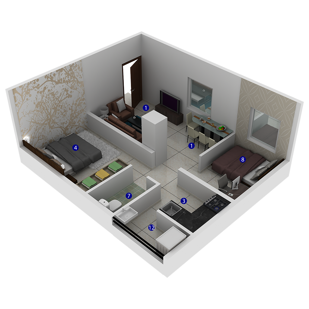 2 Bedrooms Bedrooms, ,1 BathroomBathrooms,Apartment,Available Floor Plans,1227